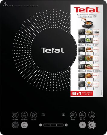 Повсякденна тонка індукційна плита Tefal IH2108 300 - 2100 Вт 6 програм приготування Цифровий дисплей Таймер чорний Slim Unique