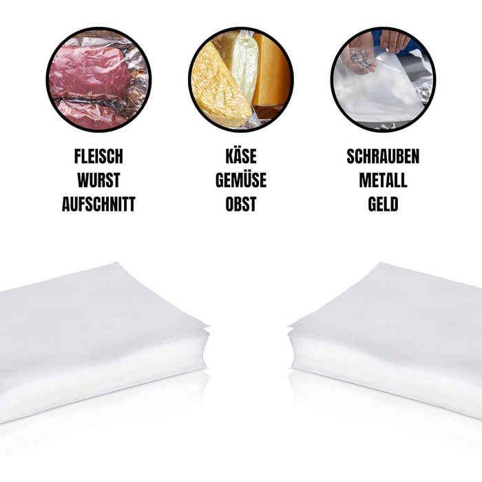 Вакуумні пакети Вакуумні пакети 20х30 см Глатт 100 шт. Для камерних вакууматорів Їжа Пилосос PA/PE 20/70 90 мкм Вакуумна плівка для м'яса, ковбаси, сиру, фруктів, овочів, шнеків