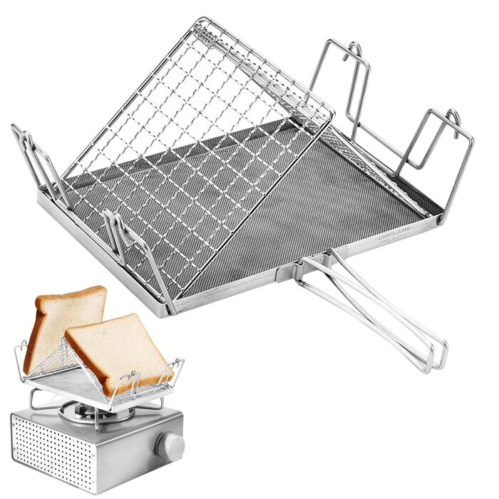 Тостер для кемпінгу, Решітки для тостів з нержавіючої сталі для кемпінгу, Складані решітки для тостів для кемпінгу, Тостер для газових плит, Компактні аксесуари для кемпінгу ідеально підходять для використання на свіжому повітрі, барбекю та походів