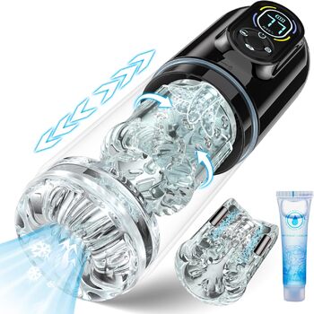 Електричний мастурбатор, секс-іграшка для чоловіків із 7 режимами телескопічна функція, обертання, всмоктування, вібрація та лизання мастурбація для чоловіків секс-іграшки кишенькові мастурбатори-кишеньки, секс-іграшки