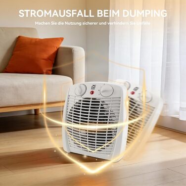 Портативний вентилятор-обігрівач з 3-ступінчастим регулюванням потужності (1000 Вт/2000 Вт/Холодне повітря), портативний тихий електричний обігрівач із захистом від перегріву та перекидання, невеликий обігрівач для спальні, офісу та ванної кімнати