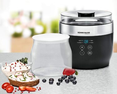 Змінна скляна банка Rommelsbacher JG 1 для йогуртниць та сирників JG 80 - 1,2 літра, з кришкою, прозора/біла, (1 упаковка)