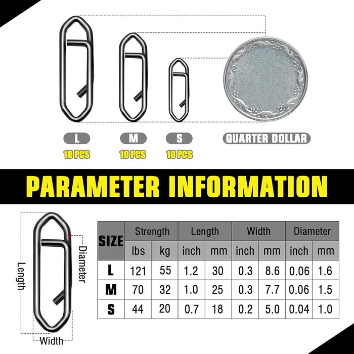 Затискачі для риболовлі Ruzister, 30 шт., швидкозмінні застібки, вертлюги, вертлюги для морської риболовлі, прісноводні бочки, вертлюги, швидкісні затискачі, застібки для наживки, риболовні снасті