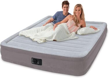 Надувне ліжко Intex 67770 Comfort Plush Mid Queen, 230 В включаючи вбудований повітряний насос, 152 х 203 х 33 см, різнокольорове