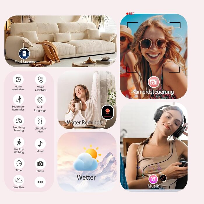 Жіночий круглий смарт-годинник із функцією телефону, фітнес-трекер із сенсорним екраном 1,39 дюйма, пульсометром, монітором SpO2, монітором сну, монітором менструального циклу, понад 120 спортивних режимів, крокоміром для iOS та Android (рожево-золотистий