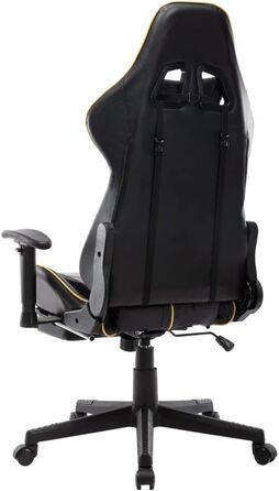 Геймерське крісло, ергономічне офісне крісло з регульованою підставкою для ніг, висока спинка для комп&39ютерних геймерів, чорно-золота штучна шкіра з підставкою для ніг.