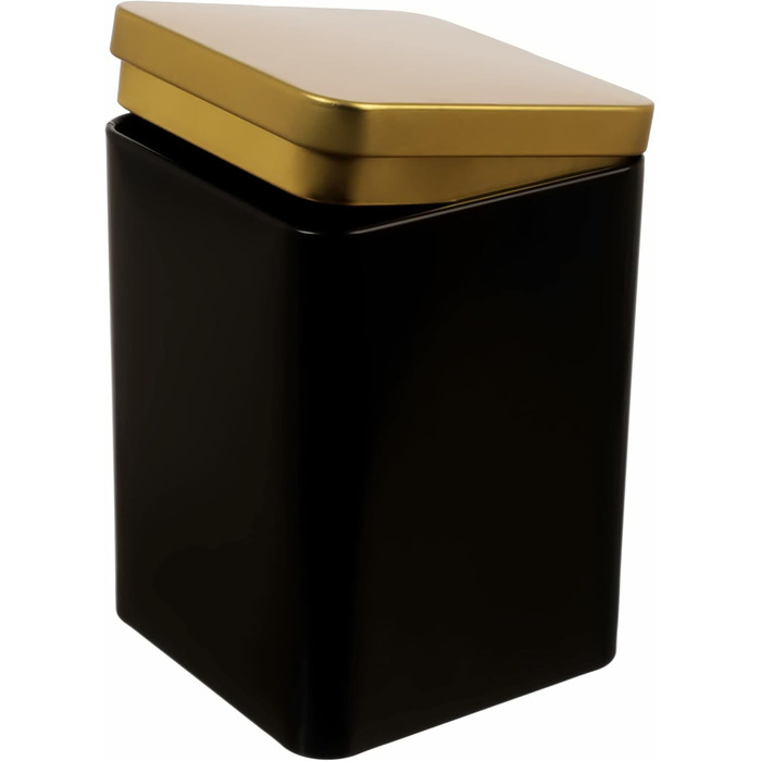 Елегантних квадратних герметичних металевих банок для зберігання/чаю, кожна з яких вміщує 240 г чаю, чорного та золотого 13 x 9 x 9 см (В, Ш, Г) також ідеально підходить як банки для спецій, 6