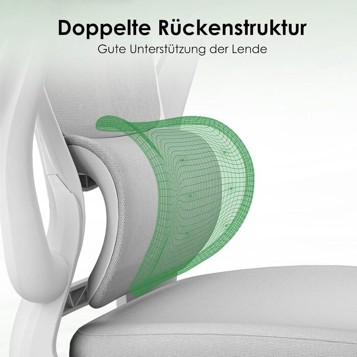 Ергономічне офісне крісло Farini з регульованим підголівником, крісло керівника з підлокітниками, ігрове крісло на колесах, світло-сіре з підголівником