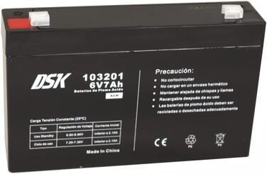 Герметичний перезаряджаний свинцево-кислотний акумулятор AGM 6 В ємністю 7 Агод. Ідеально підходить для автомобілів та електромотоциклів, дитячих скутерів, систем ДБЖ, систем безпеки та зв'язку, Одинарний, 103201