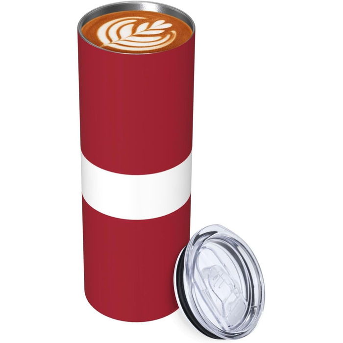 Кухоль з прямою трубочкою, дизайн латвійський прапор, друкований, дорожній кухоль, підходить для кемпінгу, офісу та дому, 590 мл