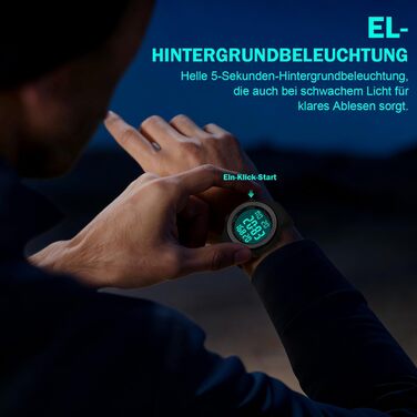 Водонепроникний годинник-крокомір для людей похилого віку без Bluetooth, не потрібен додаток, з крокоміром, лічильником калорій та великими РК-цифрами, чорний