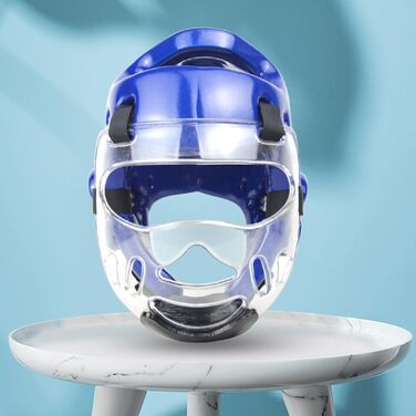 Шолом для тхеквондо, дихаючий, амортизуючий, багатоцільовий, захист голови, спаринг-шолом для спортивного боксу, синій, розмір M