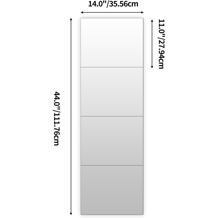 Дзеркальні плитки 35,6 х 28 см, скляне настінне дзеркало підходить для вітальні, ванної кімнати Прямокутний край 35,6 х 28 см, 4