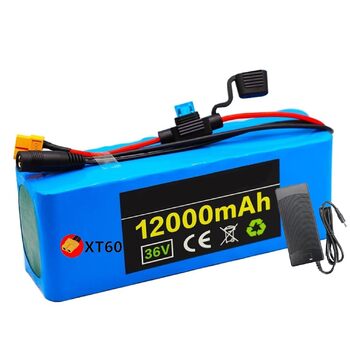 Літій-іонний акумулятор 36 В 12 Аг для електровелосипеда із зарядним пристроєм 36 В 2 А, акумулятор 13S3P для електричного велосипеда/самоката. Вбудована система управління двигунами BMS для двигунів потужністю 250 Вт, 300 Вт, 350 Вт та 500 Вт. 36 В 12 Аг