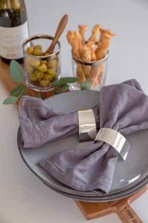 Набір з 2 кілець для серветок Volute, елегантні посріблені, стійкі до потемніння, довжина 6 см, діаметр 3,5 см, прикраса столу для весілля