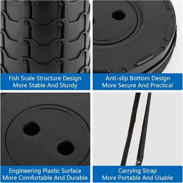 Телескопічний стілець DAJAVE з 2 предметів, складний портативний стілець з високою вантажопідйомністю, підходить для кемпінгу на свіжому повітрі, риболовлі, сімейного відпочинку та використання в приміщенні, чорний