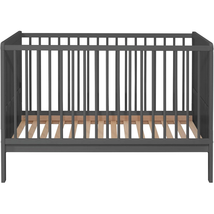 Дитяче ліжко Nelly 120x60 см Дитяче ліжко Сірий колір Бук Регульована висота у 2 напрямках 3 знімні перекладини Сертифіковано EN 716