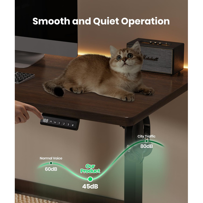 Електрична рама столу з регулюванням висоти з 2 потужними двигунами, регульована по висоті підставка з портом USB-C, функцією пам&39яті, 2 гачки, чорний колір