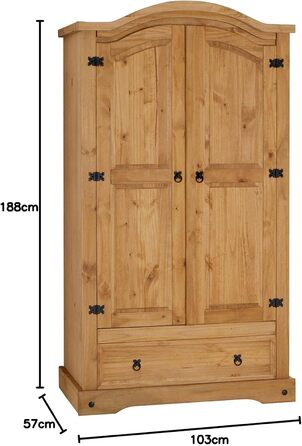 Шафа Сальса, мексиканський стиль, масив сосни, тонована/вощена, 2 дверцята та 1 шухляда