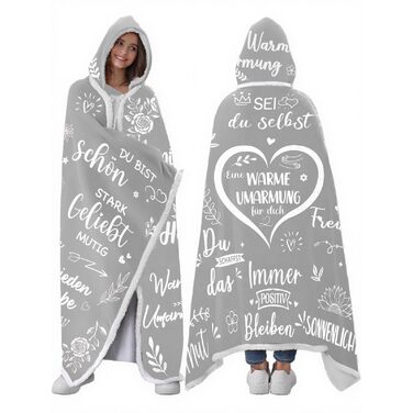 Подарунки для найкращих друзів, плед-обіймач з рукавами, подарунок на день народження найкращій подругі, подарунок для жінок, мами, дівчини, сестри, дружини, бабусі на Різдво, день народження, сірий