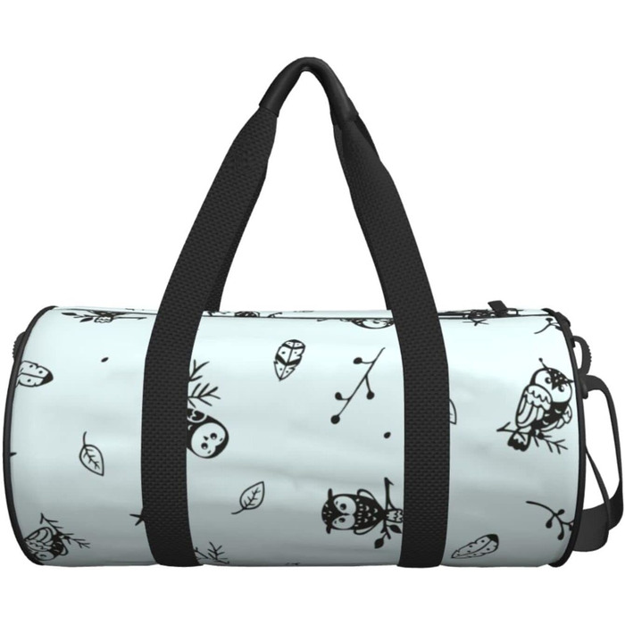 Дорожня сумка-циліндр Сова та листя, спортивна сумка для чоловіків та жінок, сумка для подорожей та спорту