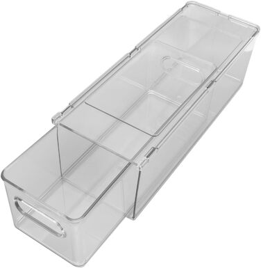 Штабелювана шухляда для зберігання, універсальне використання для ванної кімнати, спальні та офісу. Прозорий контейнер з кількома відділеннями для косметики, туалетного приладдя та іншого (3 літри).