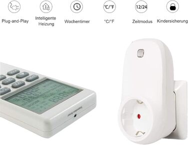 Термостатичний розетник з РК-дисплеєм, пультом дистанційного керування, регулятором температури, для інфрачервоного опалення. Різні нагрівальні прилади. Термостатичний термостат з пультом дистанційного керування.