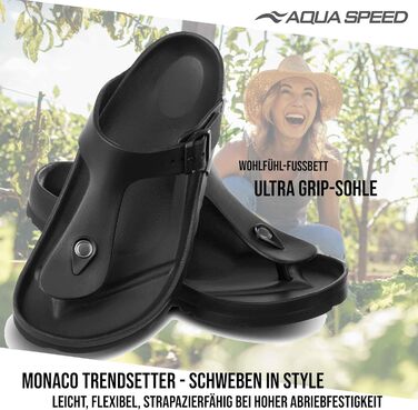Шльопанці Aqua Speed Monaco Сандалі для купання з EVA для жінок та чоловіків Двостороння щільність, комфорт та стиль, 36 EU, чорний
