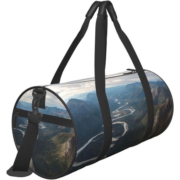 Спортивна сумка для подорожей, туристична сумка з принтом, сумка на нічліг, чорна, універсальний розмір