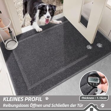 Килимок BEQHAUSE для прихожих, 60 x 90 см, миючий килимок для бруду, нековзний, можна прати в пральній машині, для вхідних і задніх дверей, входів, коридорів, темно-сірий