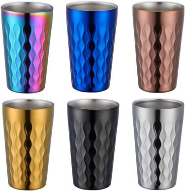 Двостінні чашки для води з нержавіючої сталі, 330 мл, штабельовані, ізольовані, для кемпінгу та використання на природі, срібні, 6 шт.