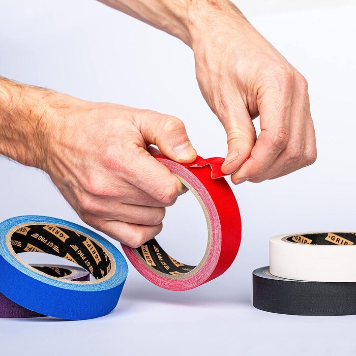 Різнокольорових смужок для хула-хупа 25 мм x 10 м, стрічка Gaffer чорного, білого, фіолетового, червоного та синього кольорів, 5 шт.