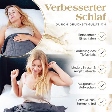 Обтяжена ковдра Akroma Premium 155x220 см 12 кг Антистресова терапевтична ковдра Щільна ковдра для кращого сну Релаксаційна ковдра для розладів сну 100 бавовна (OekoTex) Обтяжена ковдра для дорослих 155x220 см 12 кг темно-сіра