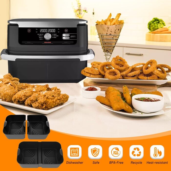 Аксесуари для фритюрниці VIRIECH 3 шт. для Ninja Foodi Flexdrawer AF500EU, двозонні аксесуари для фритюрниці, багаторазова силіконова форма для фритюрниці 3 в 1 для аксесуарів для фритюрниці Ninja