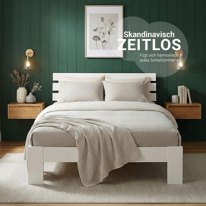 Дерев&39яне ліжко Homestyle4u 120x200 Білий каркас ліжка з масиву сосни з рейковою основою, сучасний футон для спальні Артикул 1892 120 x 200 см Білий