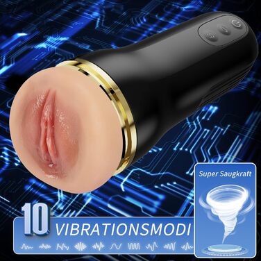 Електричний мастурбатор Kexyz, 3D віртуальна вагіна, 10 режимів вібрації, 5 режимів всмоктування