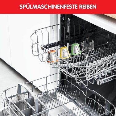 Електрична овочерізка Moulinex Fresh Express 3-в-1, 150 Вт, 3 насадки (дрібна тертка, шинкувач, тертка для сиру), Made in France, червоний/білий, DJ7535