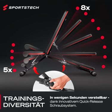 Складана силова лава Sportstech для домашнього використання, похила та плоска лава 40-в-1 з жимовою лавою, тренажер для спини, жим лежачи, німецький якісний бренд, безпечна система регулювання, BRT400