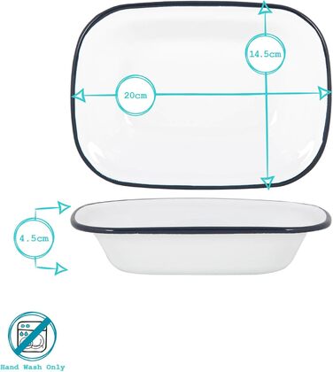 Тарілки для тортів та інших страв Argon Tableware з білої емалі - 20 см - темно-сині - упаковка з 2 шт.