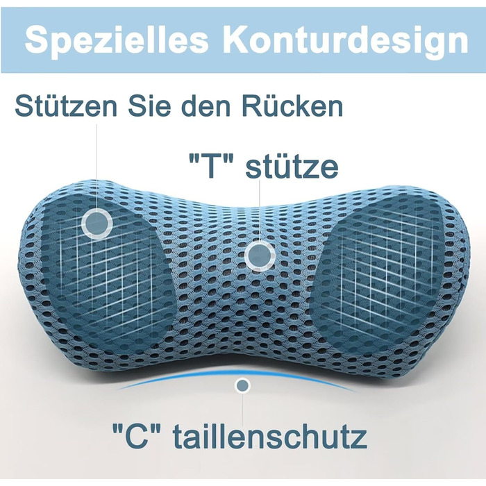 Поперекова опорна подушка, ергономічна спинна подушка, поперекова подушка з піни з пам&39яттю форми для автомобіля, зручна спинна опорна подушка для зняття тиску, спинка для ліжка/крісла/автомобільного сидіння/офісного крісла (синя)