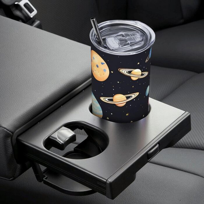 Кружка з прямою трубочкою, дизайн Сатурн, Юпітер, Земля, друкований принт, підходить для кемпінгу, офісу та дому, 590 мл