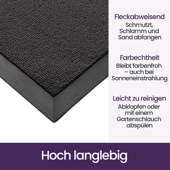 Килимок для вулиці DEXI, нековзний килимок для вловлювання бруду, миється та стійкий до атмосферних впливів, тонкий килимок для дверей, вхідний килимок, скребок для ніг для вхідних зон та зовнішніх майданчиків, 60 x 90 см, сірий