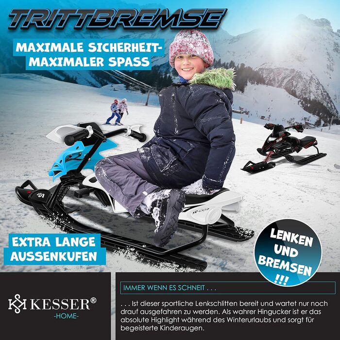 Дитячий снігохід Kesser XR-525, кермовий, з ножними гальмами, синій