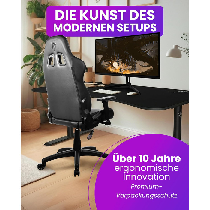 Ігрове крісло Arozzi Avanti Ергономічне ігрове крісло з мякої тканини, регульоване по висоті з регульованою спинкою та підлокітниками, підголівником, шведський дизайн для домашнього офісу та ігор Попелясто-сірий