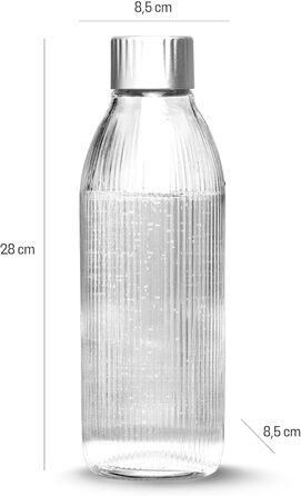 Багаторазова скляна пляшка об'ємом 1 літр з міцного переробленого скла з кришкою з міцного алюмінію, СУМІСНА ТІЛЬКИ з виробником газованої води Glassy