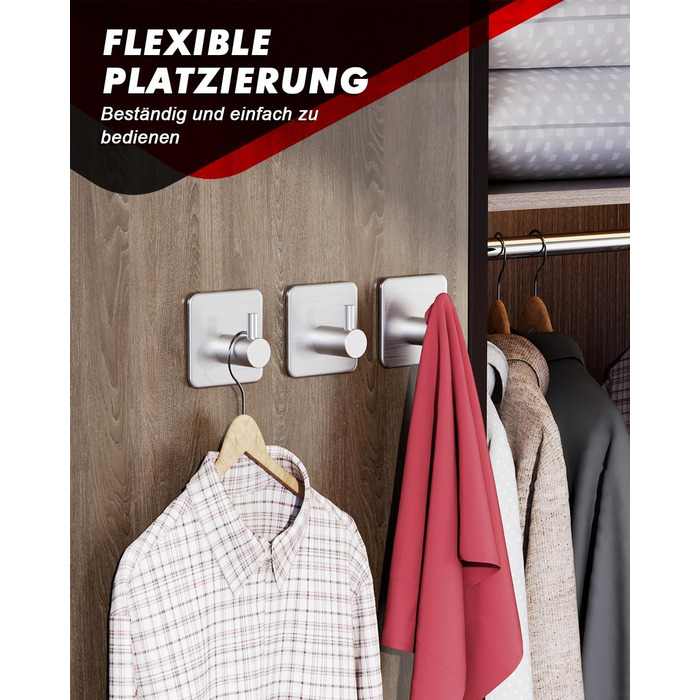 Рушникосушка без свердління, 6 шт. гачки для рушників з нержавіючої сталі клейкі гачки для одягу гачки самоклеючі, нержавіючі, іде