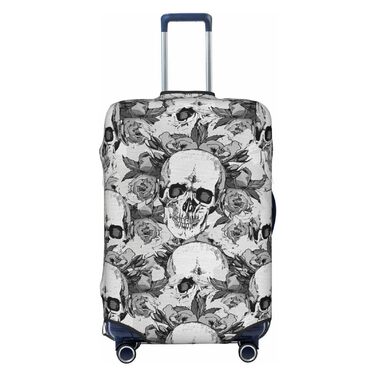 Чохол для валізи BAFAFA з принтом черепа та скелета, захист від подряпин та пилу, еластичний, чорний, розмір 95