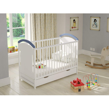 Дитяче ліжечко/спальне місце Love For Sleep 120x60 см з захисним бар&39єром, що трансформується, синього кольору, AMIE Дитяче ліжко, дерев&39яне - Дитяче ліжко, Ліжечко-трансформер, синього кольору