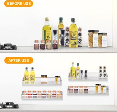 Металева настінна полиця для спецій Bomblap, підвісна кухонна полиця, підставка для спецій для кухонних шаф, дверцят кухонних шаф, декор, стільниця, сріблясто-сіра (4 яруси)