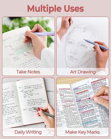 Набір шкільного приладдя Four Candies, 56 шт., естетичне, з пеналом, 6 кольорових кулькових ручок, 12 пастельних маркерів, 5 гелевих ручок з чорним чорнилом, 9 механічних олівців 0,5-2,0 мм (рожевих)